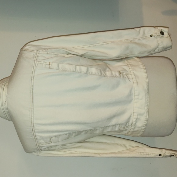 Free People Size M Cream Beige Long Sleeve Button Up Denim Jacket - Picture 2 of 7